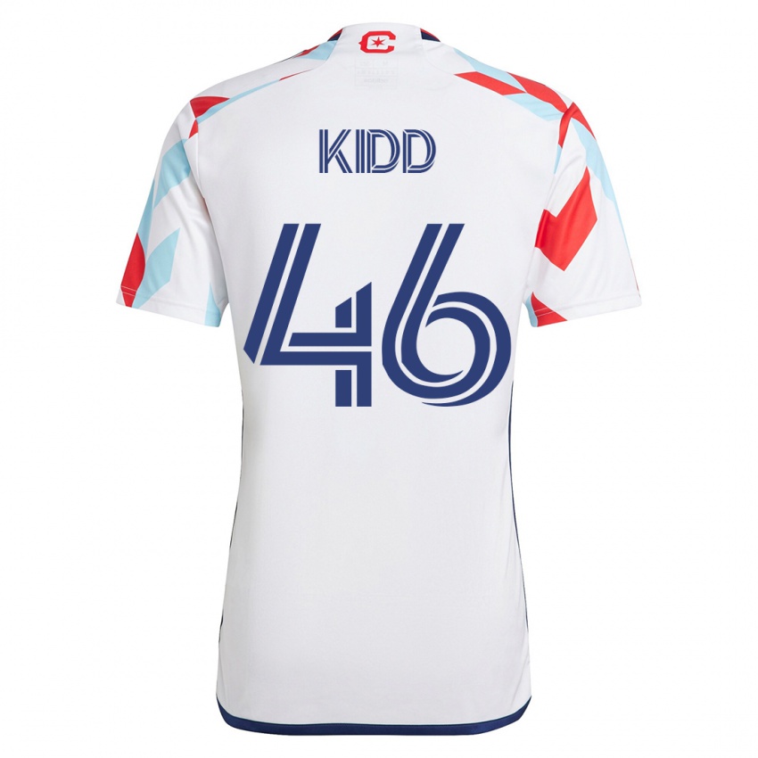 Hombre Camiseta Matteo Kidd #46 Blanco Azul 2ª Equipación 2023/24 La Camisa Chile