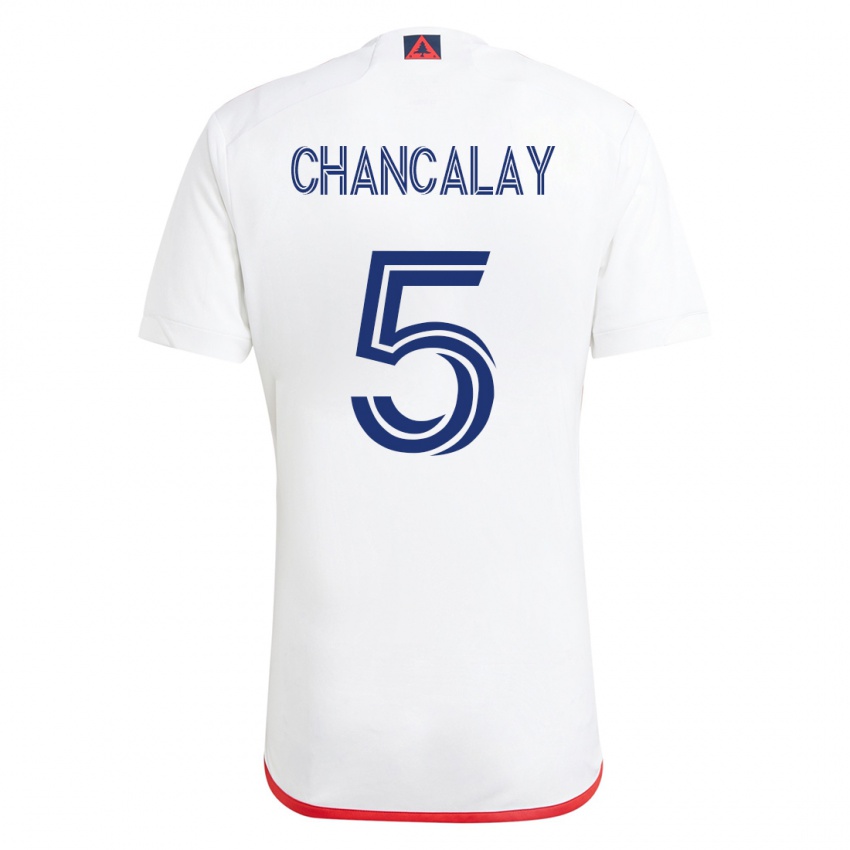 Hombre Camiseta Tomas Chancalay #5 Blanco Rojo 2ª Equipación 2023/24 La Camisa Chile