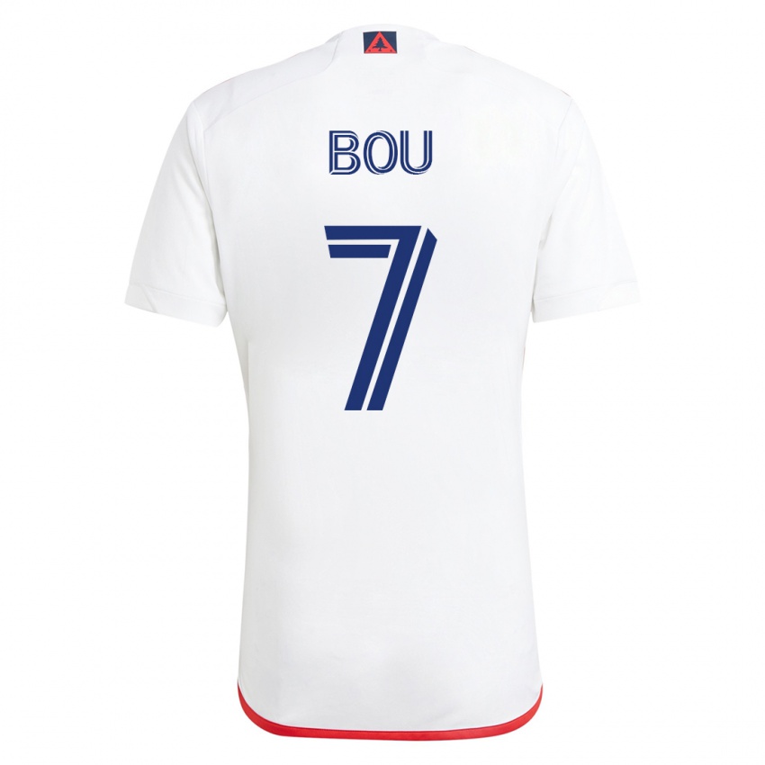 Hombre Camiseta Gustavo Bou #7 Blanco Rojo 2ª Equipación 2023/24 La Camisa Chile