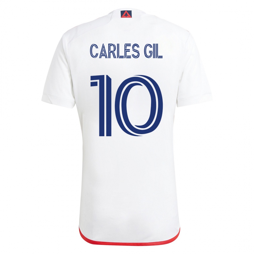 Hombre Camiseta Carles Gil #10 Blanco Rojo 2ª Equipación 2023/24 La Camisa Chile