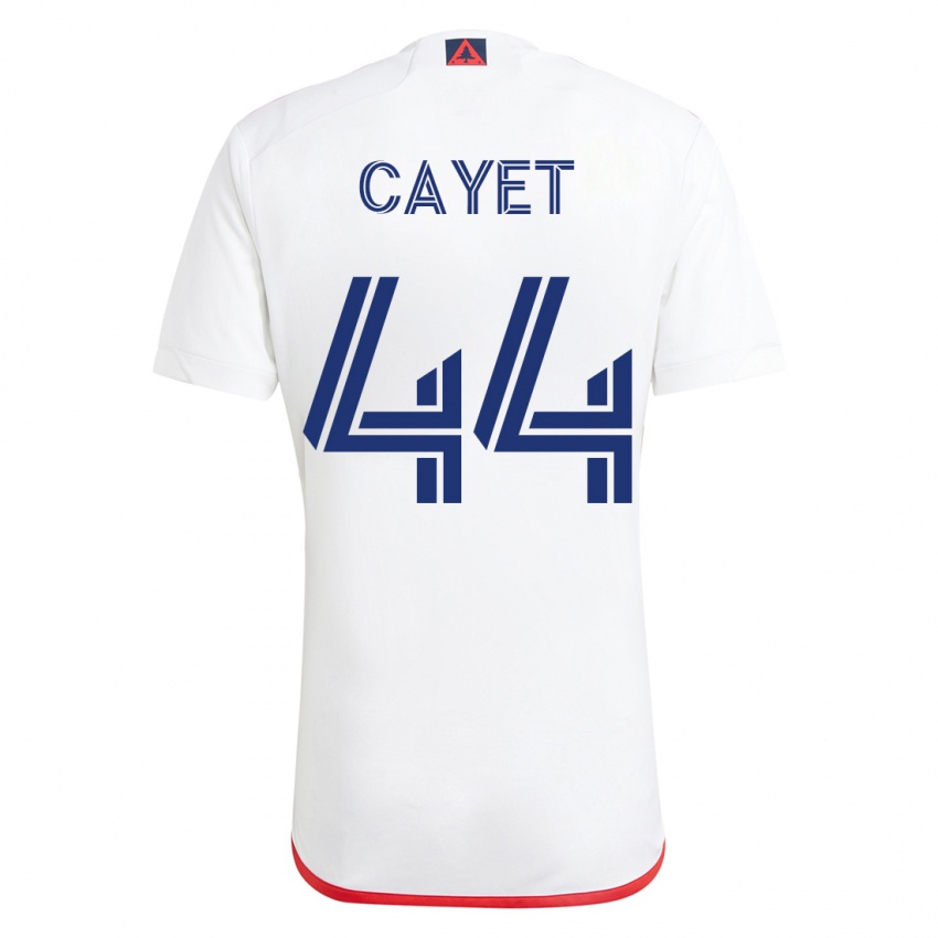 Hombre Camiseta Pierre Cayet #44 Blanco Rojo 2ª Equipación 2023/24 La Camisa Chile