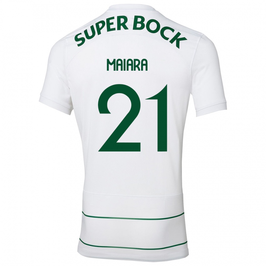 Hombre Camiseta Maiara Carolina Niehues #21 Blanco 2ª Equipación 2023/24 La Camisa Chile