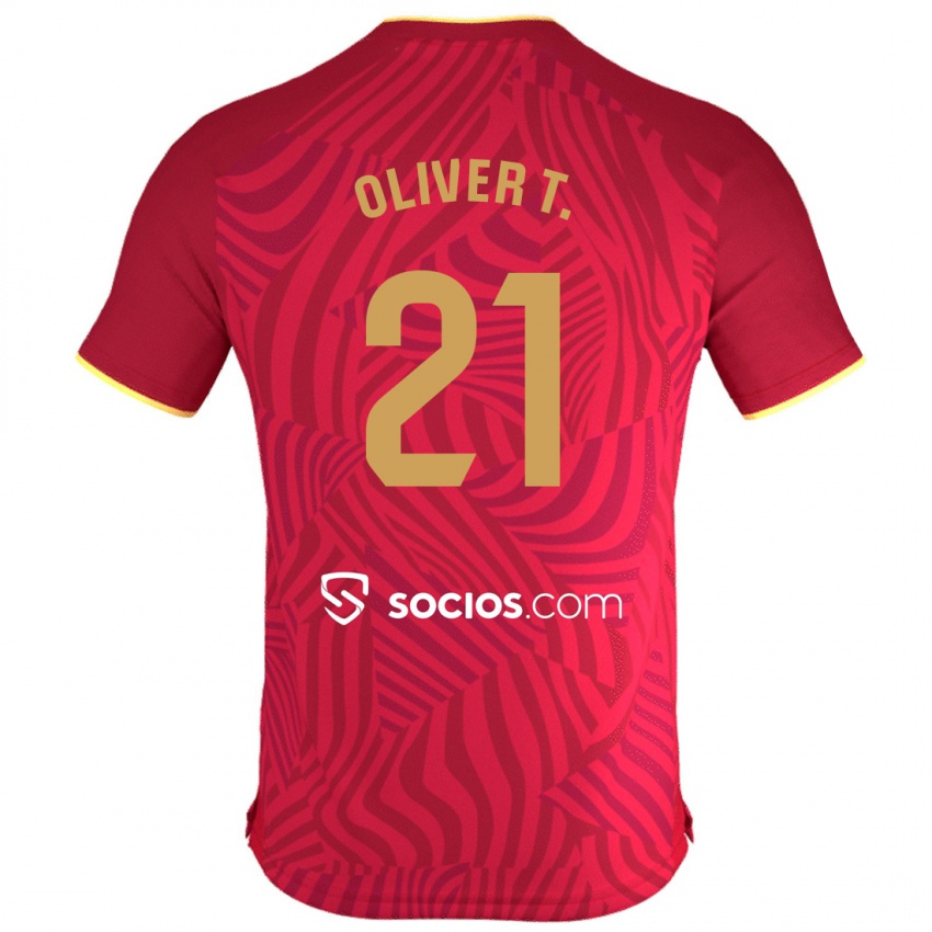 Hombre Camiseta Oliver Torres #21 Rojo 2ª Equipación 2023/24 La Camisa Chile