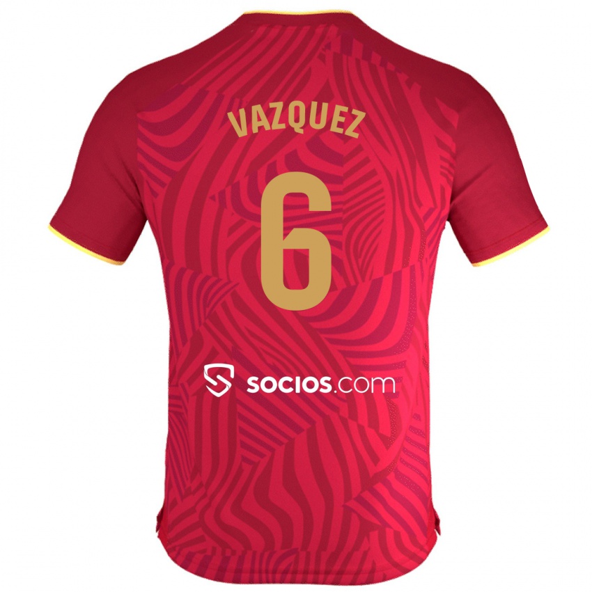 Hombre Camiseta Manolo Vazquez #6 Rojo 2ª Equipación 2023/24 La Camisa Chile