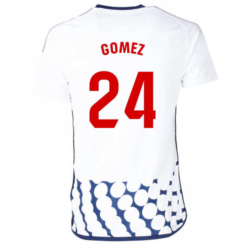 Hombre Camiseta Jonathan Gómez #24 Blanco 2ª Equipación 2023/24 La Camisa Chile