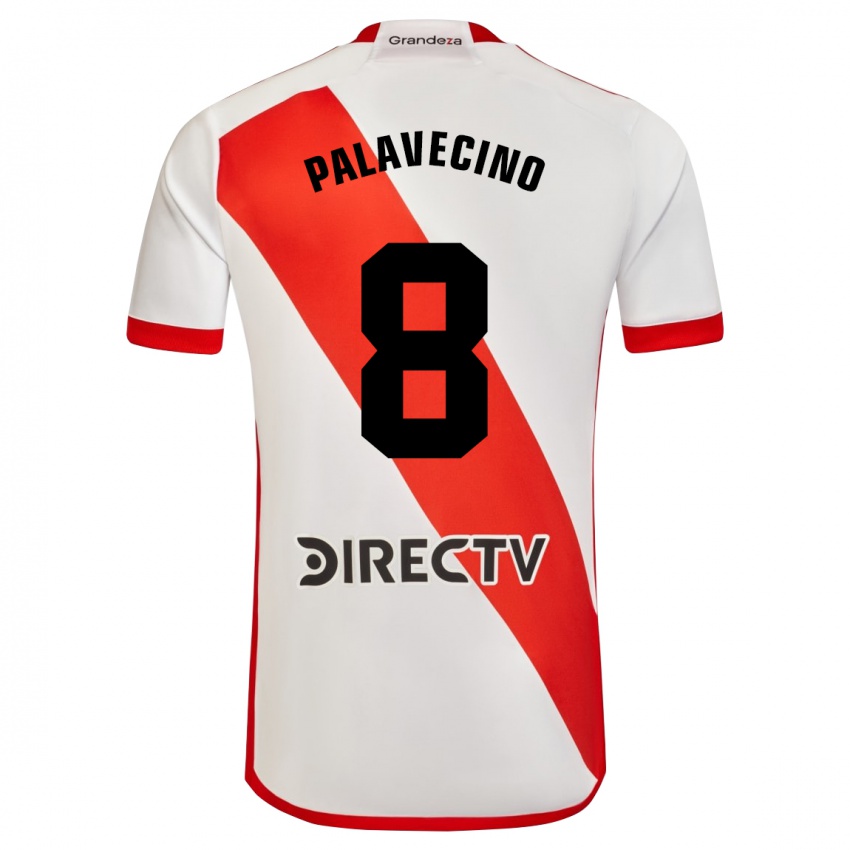 Mujer Camiseta Agustin Palavecino #8 Blanco Rojo 1ª Equipación 2023/24 La Camisa Chile