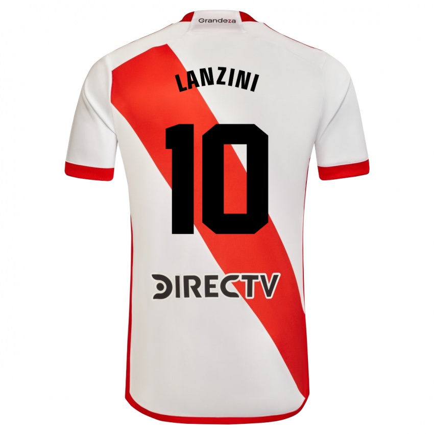 Mujer Camiseta Manuel Lanzini #10 Blanco Rojo 1ª Equipación 2023/24 La Camisa Chile