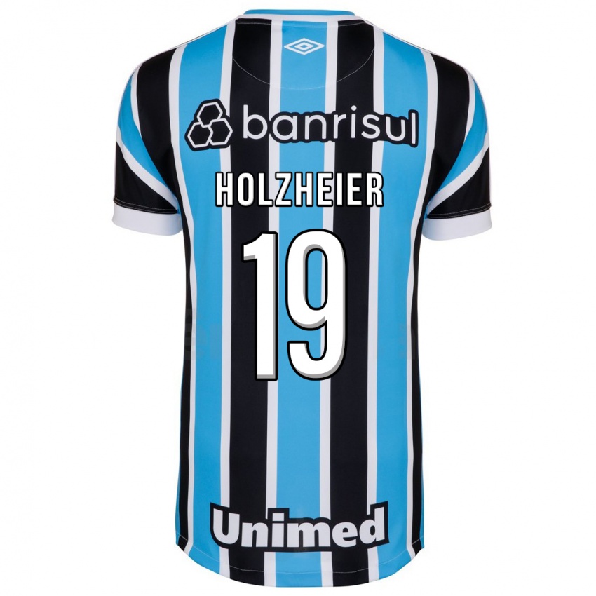 Mujer Camiseta Agostina Holzheier #19 Azul 1ª Equipación 2023/24 La Camisa Chile