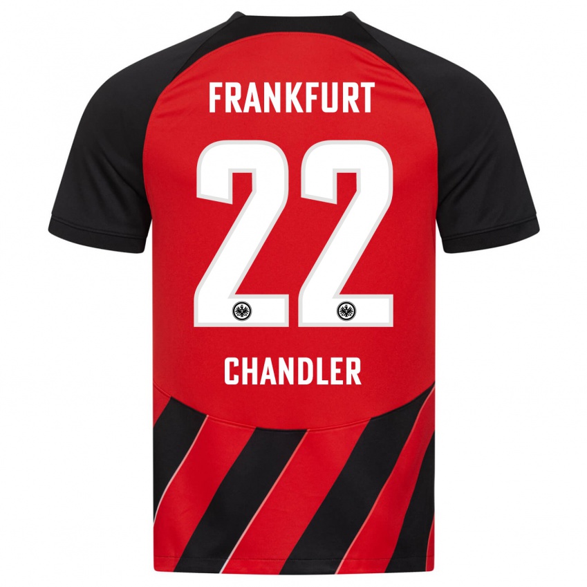 Mujer Camiseta Timothy Chandler #22 Negro Rojo 1ª Equipación 2023/24 La Camisa Chile