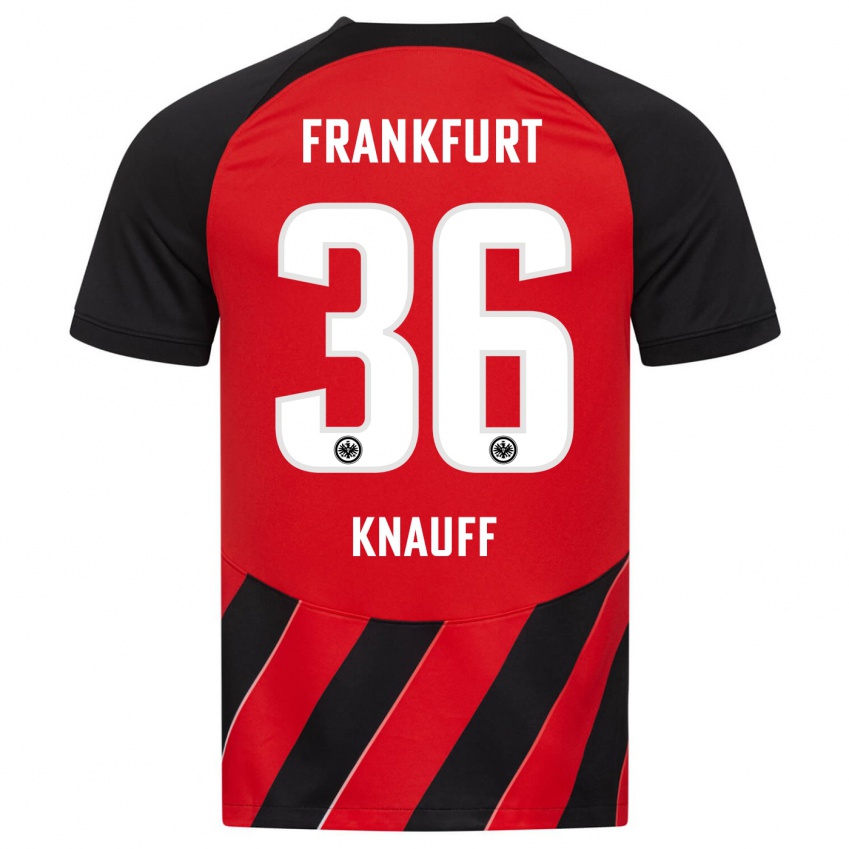 Mujer Camiseta Ansgar Knauff #36 Negro Rojo 1ª Equipación 2023/24 La Camisa Chile