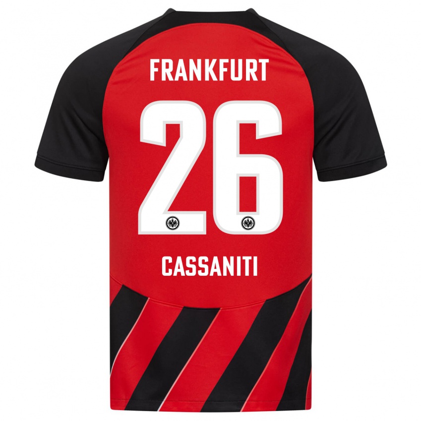Mujer Camiseta Nino Cassaniti #26 Negro Rojo 1ª Equipación 2023/24 La Camisa Chile