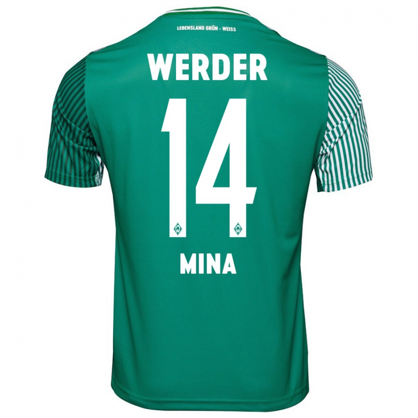 Mujer Camiseta Johan Mina #14 Verde 1ª Equipación 2023/24 La Camisa Chile