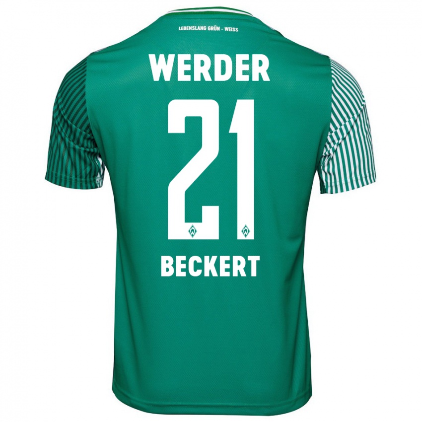 Mujer Camiseta Jonathan Beckert #21 Verde 1ª Equipación 2023/24 La Camisa Chile