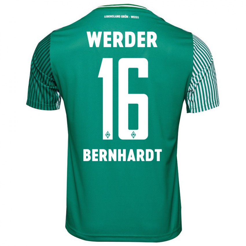 Mujer Camiseta Emilie Bernhardt #16 Verde 1ª Equipación 2023/24 La Camisa Chile