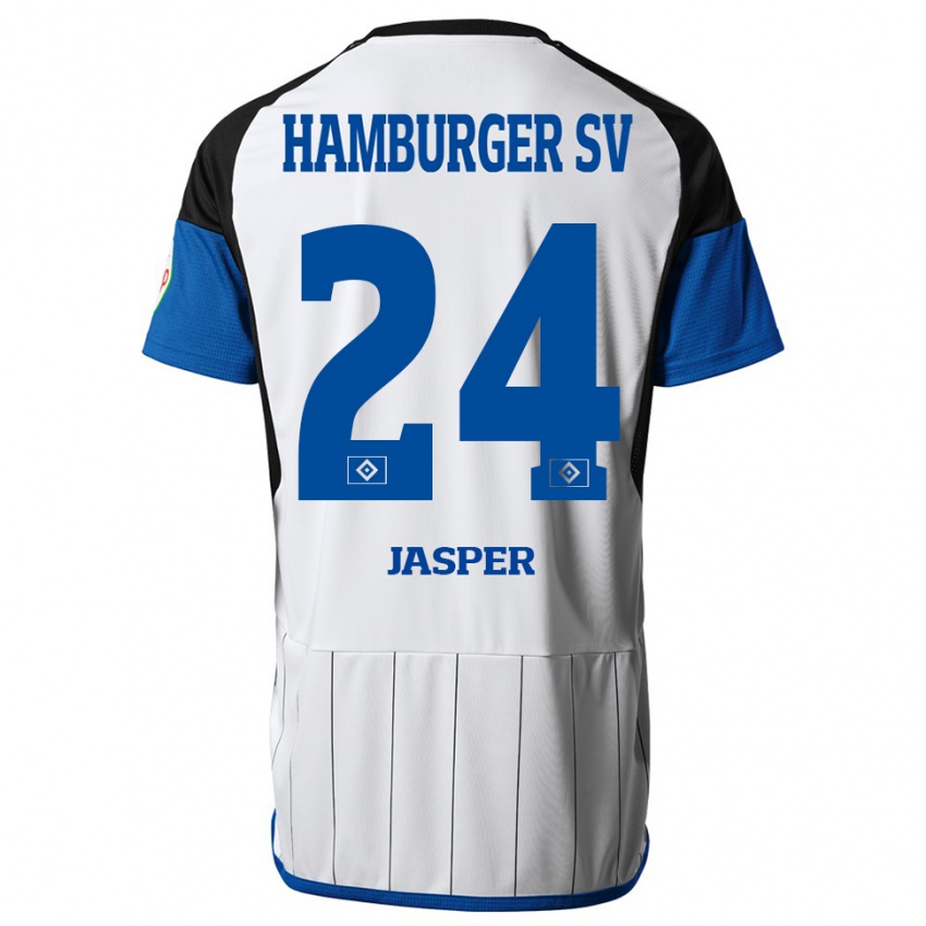 Mujer Camiseta Jan-Lukas Jasper #24 Blanco 1ª Equipación 2023/24 La Camisa Chile