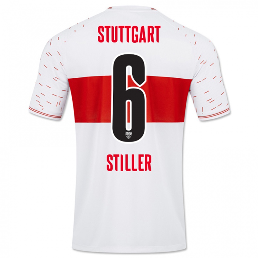 Mujer Camiseta Angelo Stiller #6 Blanco 1ª Equipación 2023/24 La Camisa Chile