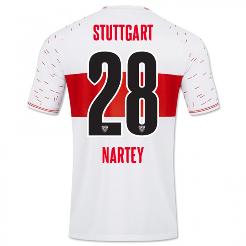 Mujer Camiseta Nikolas Nartey #28 Blanco 1ª Equipación 2023/24 La Camisa Chile