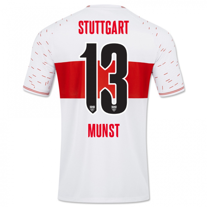 Mujer Camiseta Leonhard Münst #13 Blanco 1ª Equipación 2023/24 La Camisa Chile