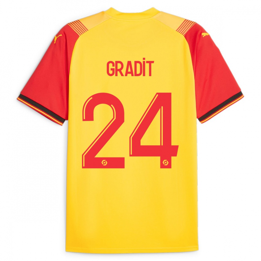 Mujer Camiseta Jonathan Gradit #24 Amarillo 1ª Equipación 2023/24 La Camisa Chile