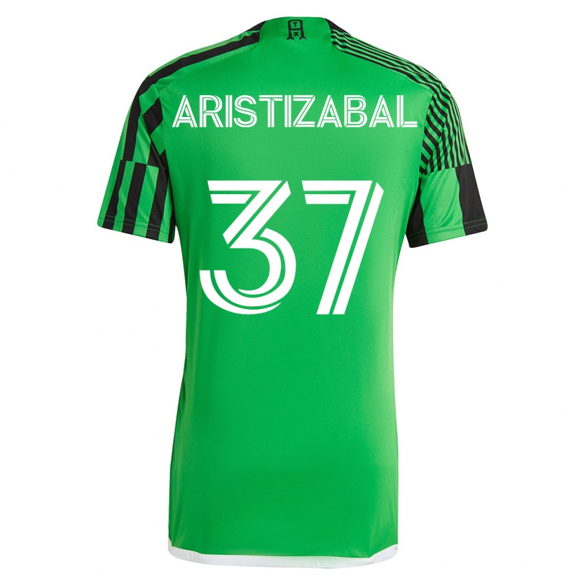 Mujer Camiseta Nicolas Aristizabal #37 Verde Negro 1ª Equipación 2023/24 La Camisa Chile
