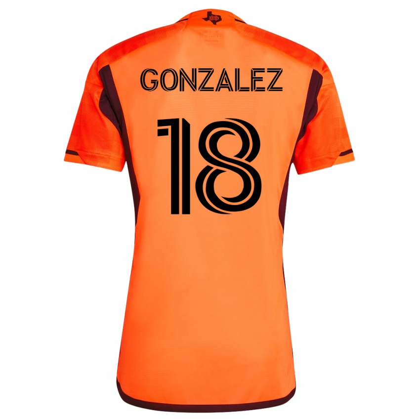 Mujer Camiseta Diego Gonzalez #18 Naranja 1ª Equipación 2023/24 La Camisa Chile