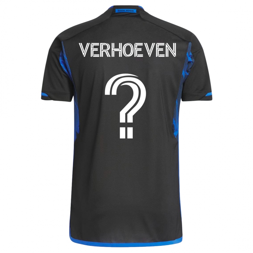 Mujer Camiseta Oscar Verhoeven #0 Azul Negro 1ª Equipación 2023/24 La Camisa Chile