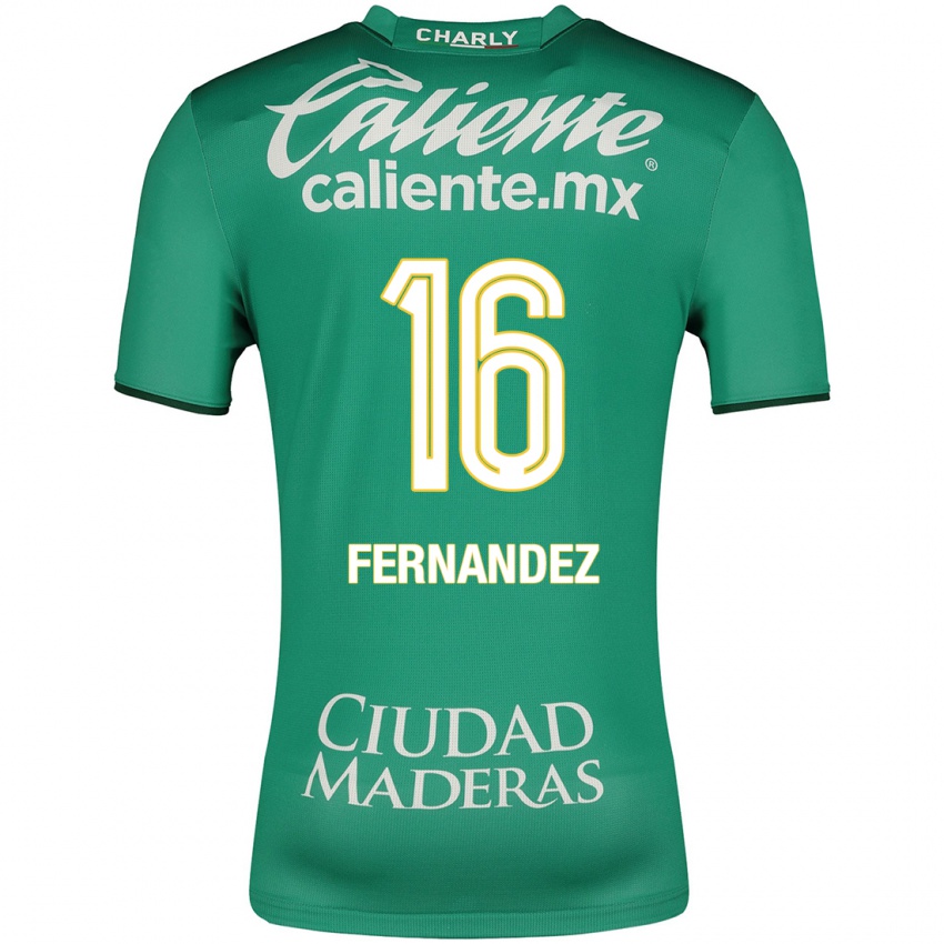 Mujer Camiseta Omar Fernández #16 Verde 1ª Equipación 2023/24 La Camisa Chile