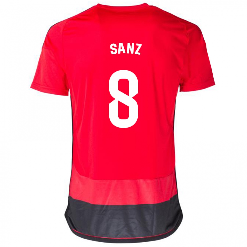 Mujer Camiseta Álvaro Sanz #8 Negro Rojo 1ª Equipación 2023/24 La Camisa Chile