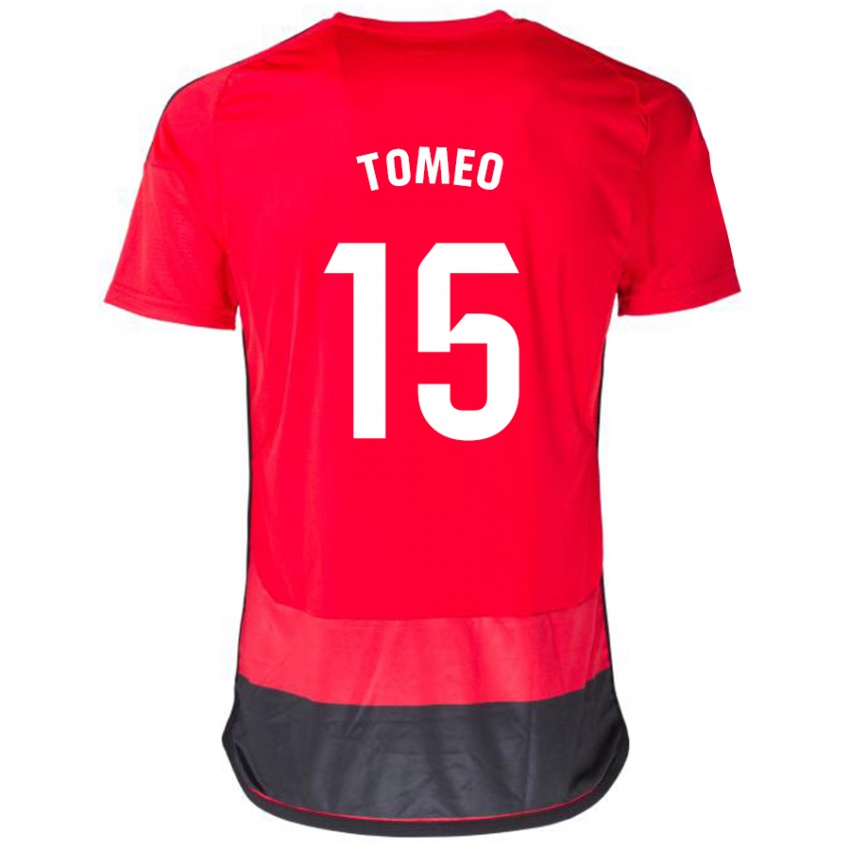 Mujer Camiseta Pablo Tomeo #15 Negro Rojo 1ª Equipación 2023/24 La Camisa Chile