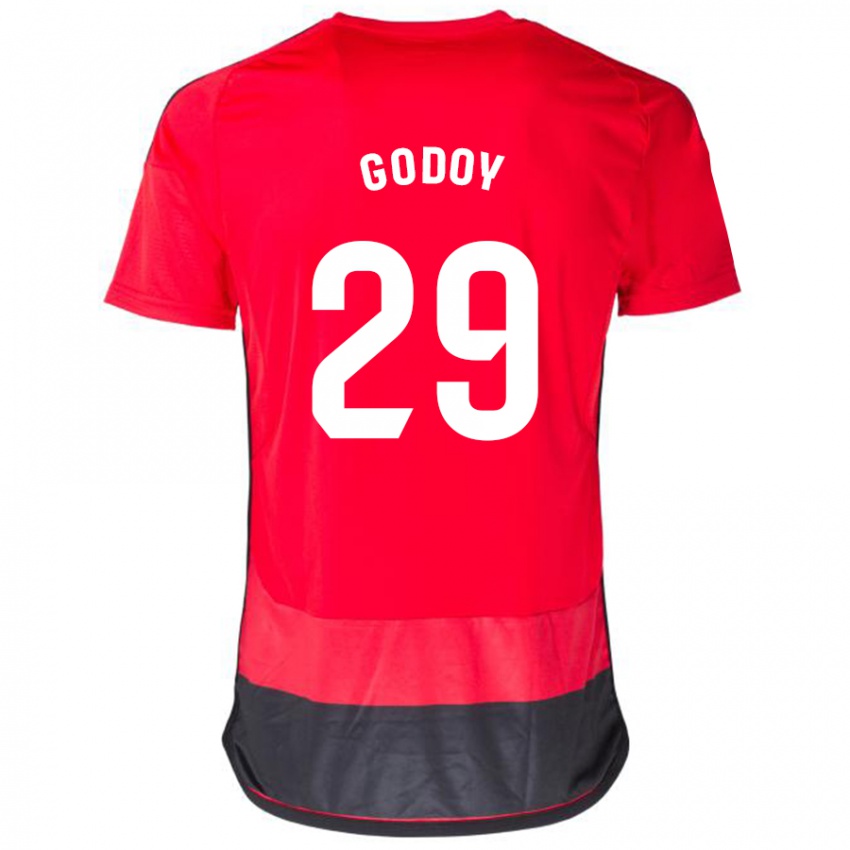 Mujer Camiseta Alan Godoy #29 Negro Rojo 1ª Equipación 2023/24 La Camisa Chile