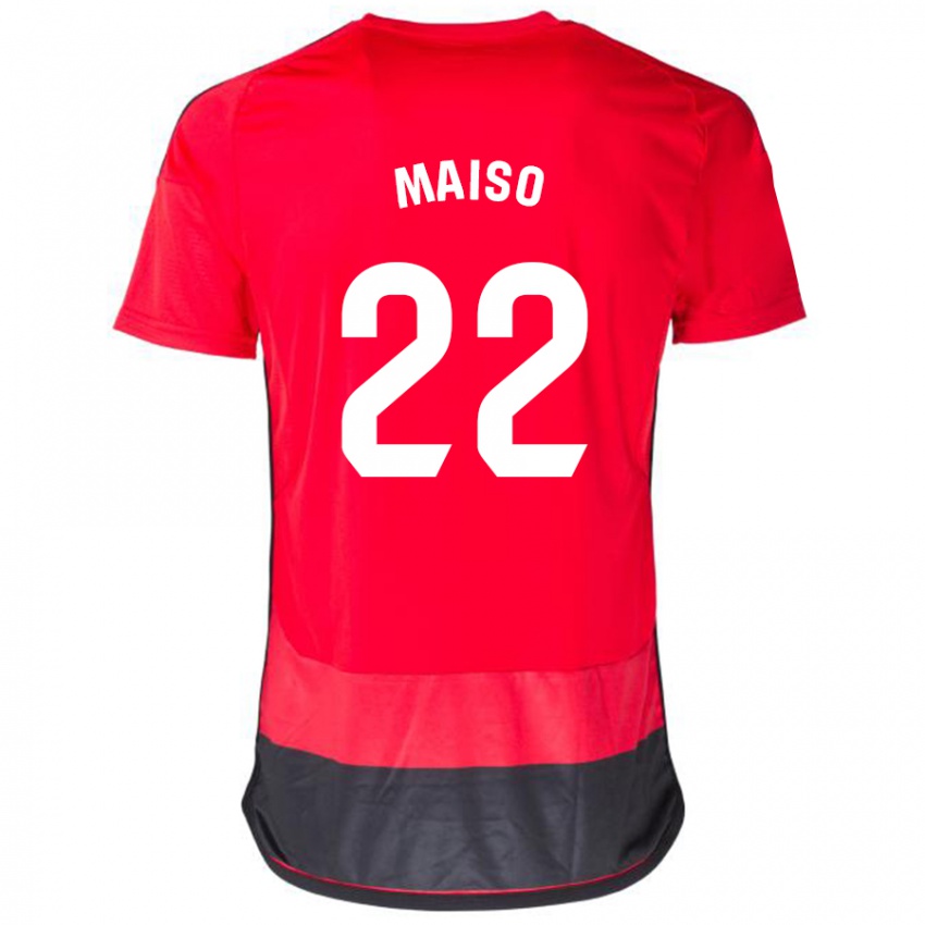 Mujer Camiseta Álvaro Maiso #22 Negro Rojo 1ª Equipación 2023/24 La Camisa Chile