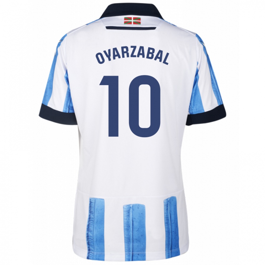 Mujer Camiseta Mikel Oyarzabal #10 Azul Blanco 1ª Equipación 2023/24 La Camisa Chile