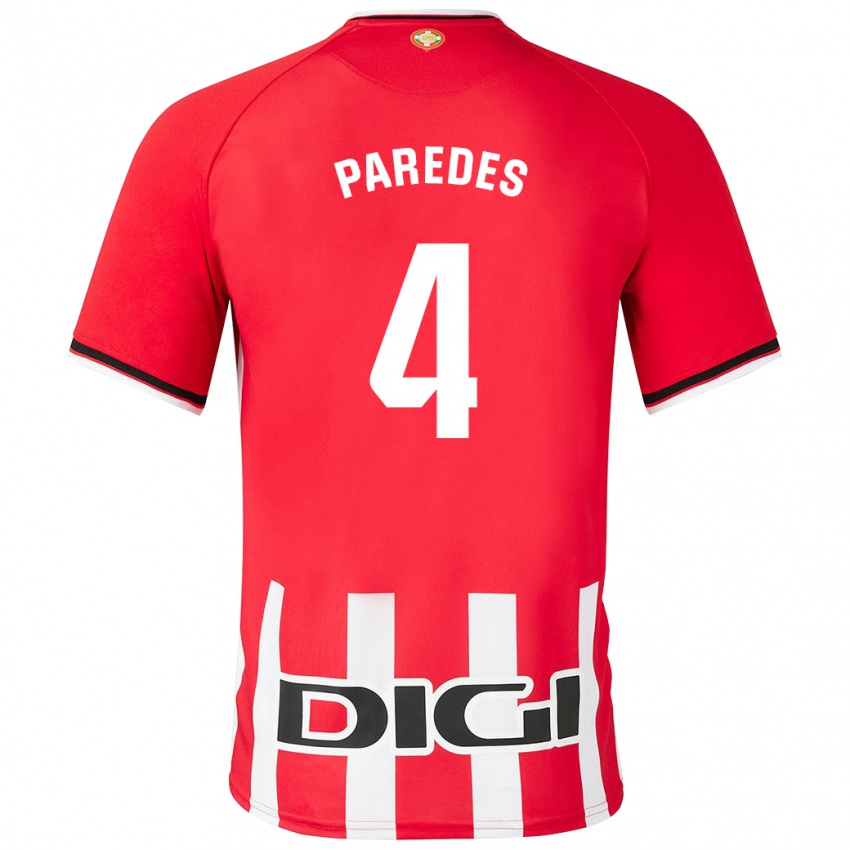 Mujer Camiseta Aitor Paredes #4 Rojo 1ª Equipación 2023/24 La Camisa Chile