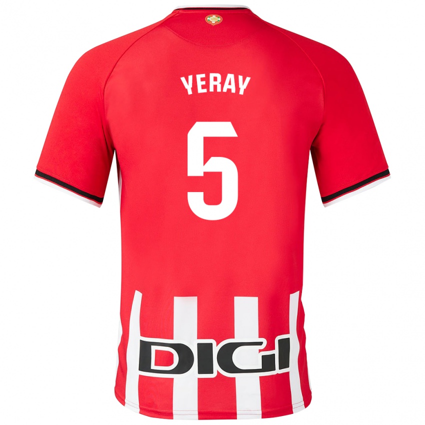 Mujer Camiseta Yeray Alvarez #5 Rojo 1ª Equipación 2023/24 La Camisa Chile