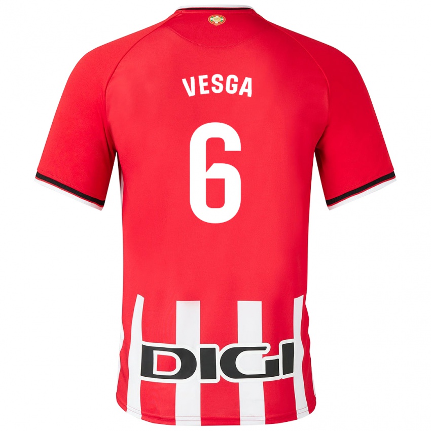 Mujer Camiseta Mikel Vesga #6 Rojo 1ª Equipación 2023/24 La Camisa Chile