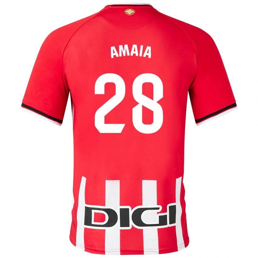 Mujer Camiseta Amaia Martinez De La Peña #28 Rojo 1ª Equipación 2023/24 La Camisa Chile