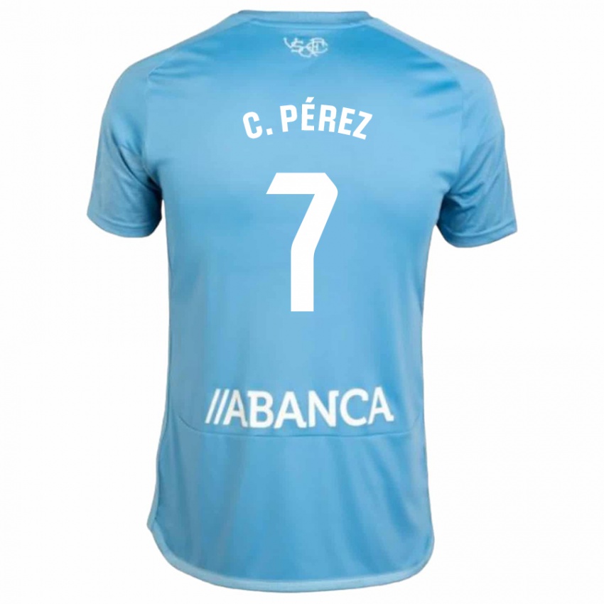 Mujer Camiseta Carles Perez #7 Azul 1ª Equipación 2023/24 La Camisa Chile