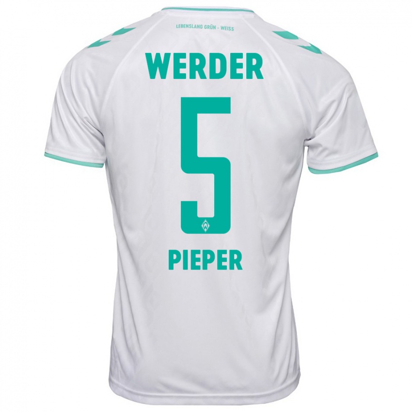 Mujer Camiseta Amos Pieper #5 Blanco 2ª Equipación 2023/24 La Camisa Chile