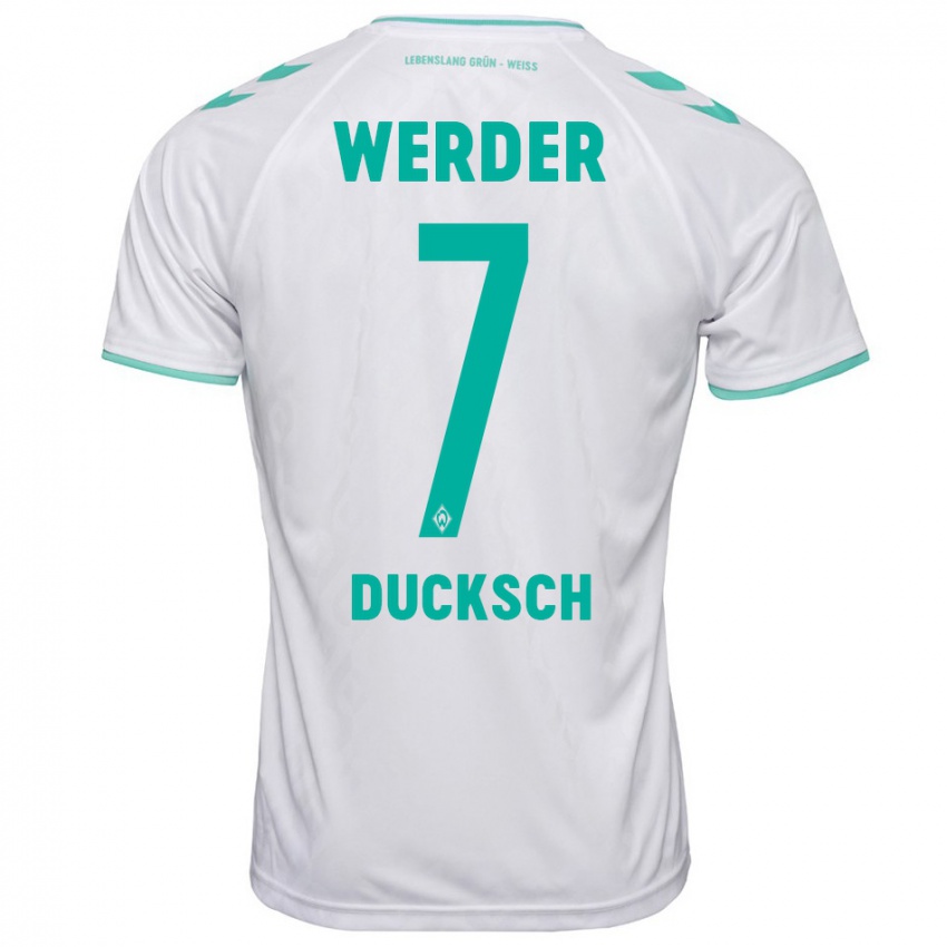 Mujer Camiseta Marvin Ducksch #7 Blanco 2ª Equipación 2023/24 La Camisa Chile