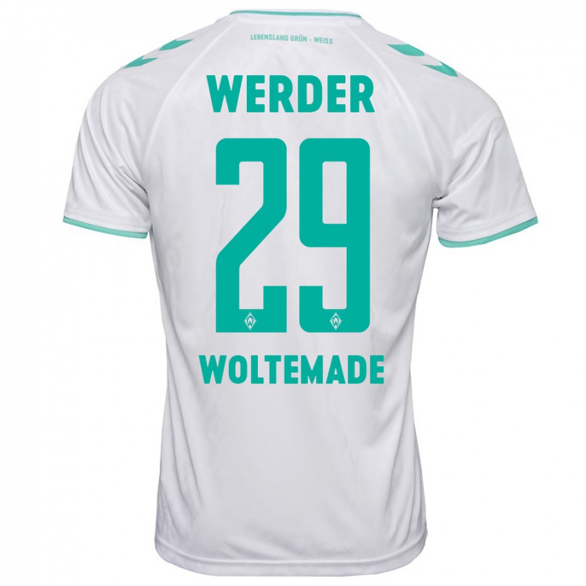 Mujer Camiseta Nick Woltemade #29 Blanco 2ª Equipación 2023/24 La Camisa Chile