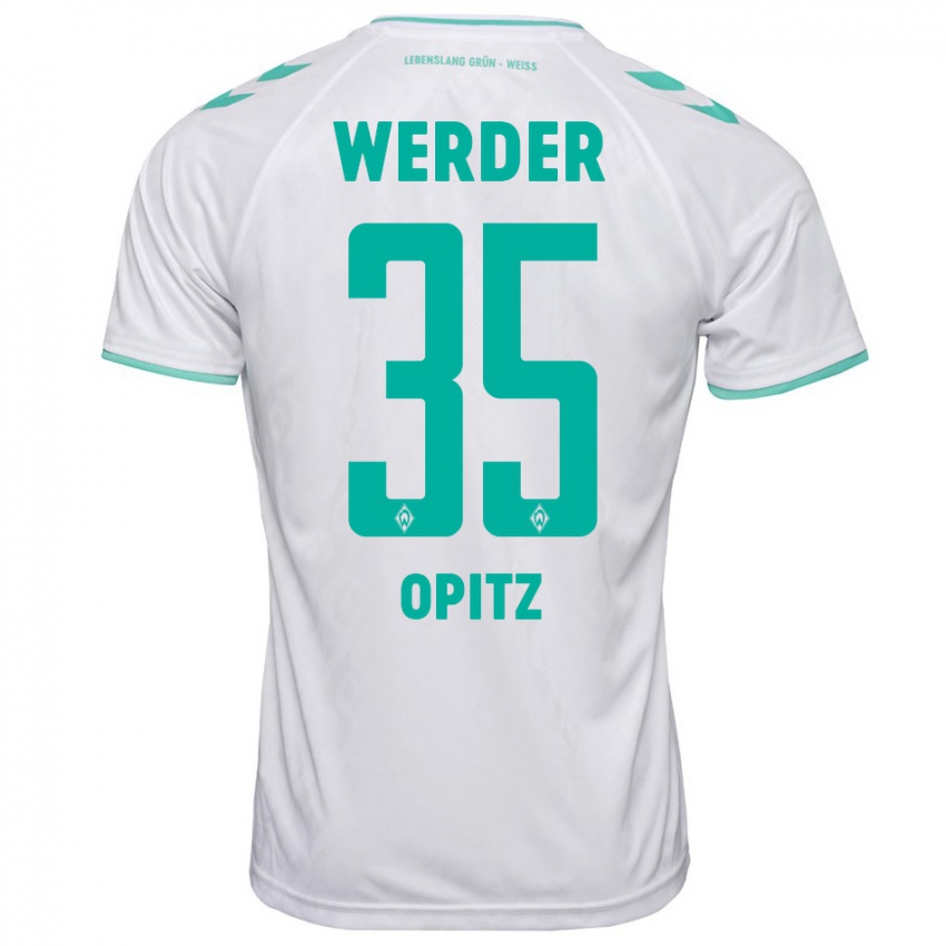 Mujer Camiseta Leon Opitz #35 Blanco 2ª Equipación 2023/24 La Camisa Chile