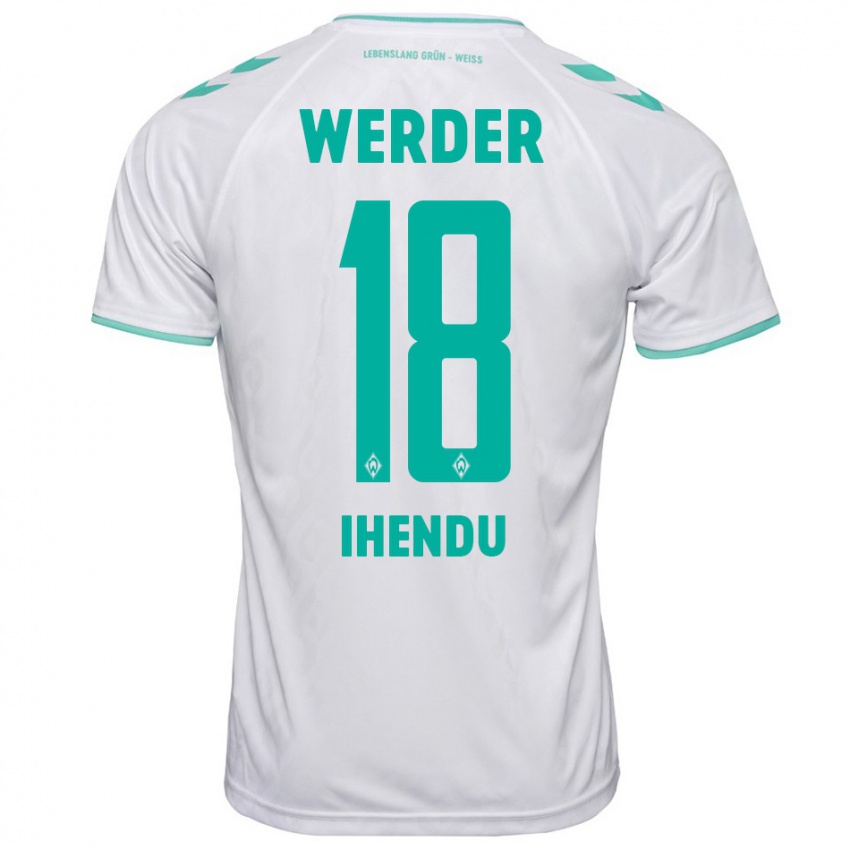 Mujer Camiseta Daniel Ihendu #18 Blanco 2ª Equipación 2023/24 La Camisa Chile