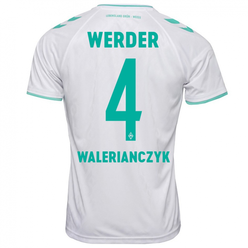 Mujer Camiseta Dennis Walerianczyk #4 Blanco 2ª Equipación 2023/24 La Camisa Chile