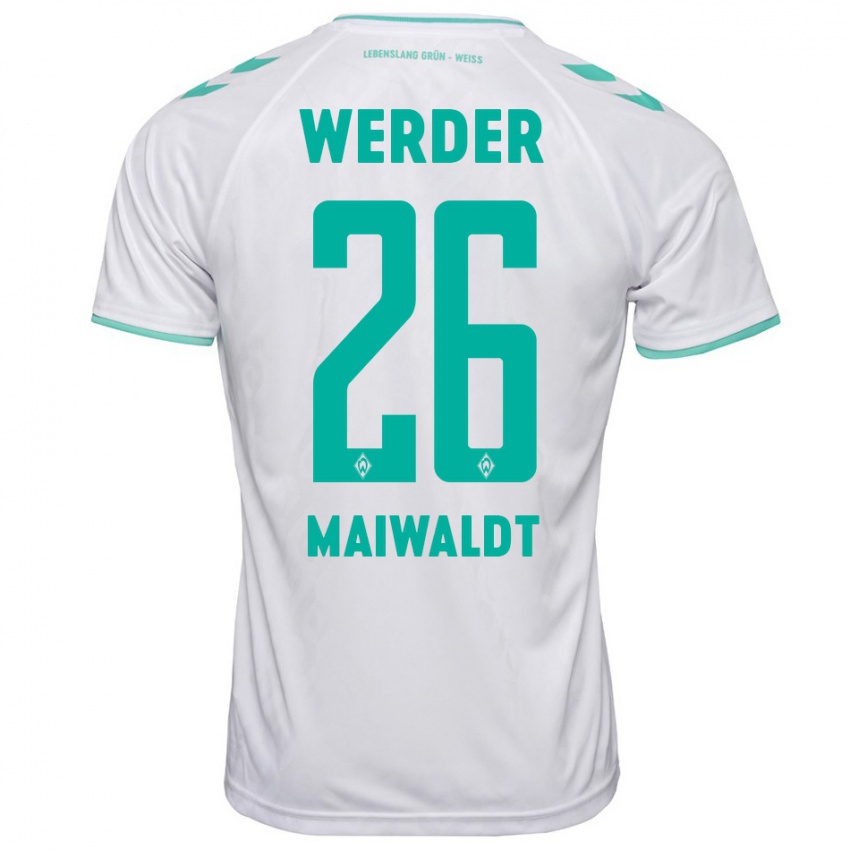 Mujer Camiseta Julius Maiwaldt #26 Blanco 2ª Equipación 2023/24 La Camisa Chile