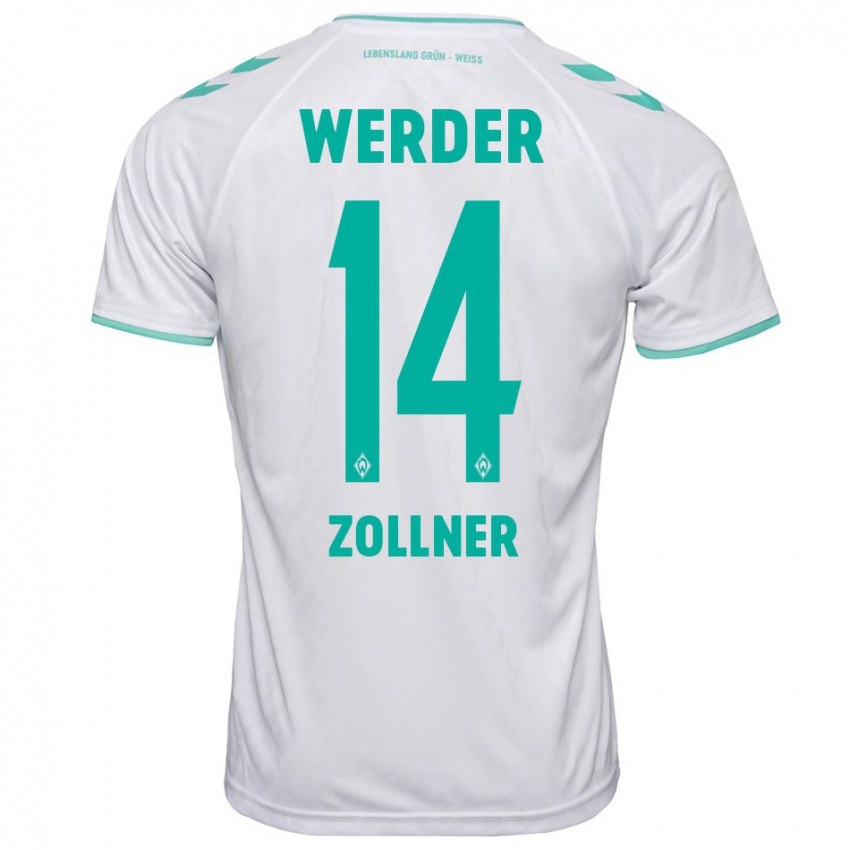 Mujer Camiseta Adrian Zollner #14 Blanco 2ª Equipación 2023/24 La Camisa Chile