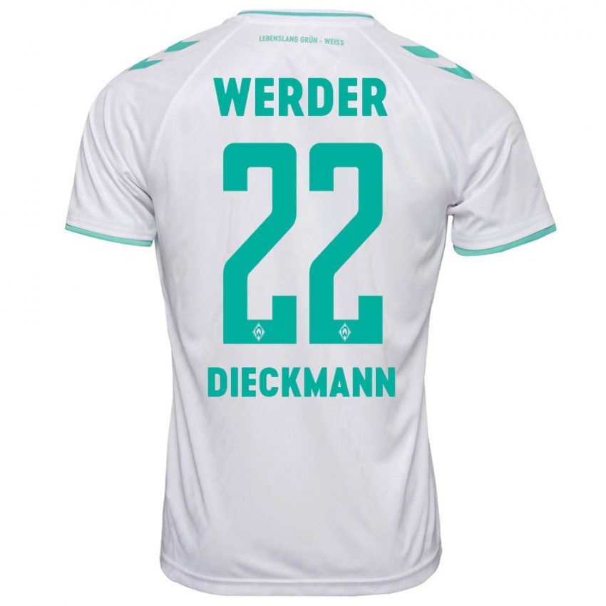 Mujer Camiseta Rieke Dieckmann #22 Blanco 2ª Equipación 2023/24 La Camisa Chile