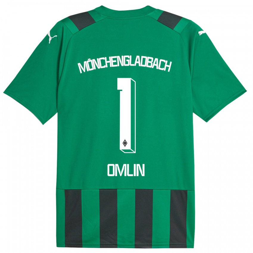 Mujer Camiseta Jonas Omlin #1 Verde Negro 2ª Equipación 2023/24 La Camisa Chile