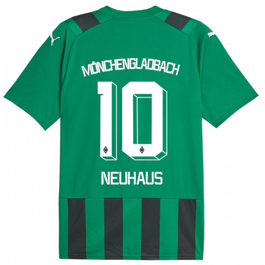 Mujer Camiseta Florian Neuhaus #10 Verde Negro 2ª Equipación 2023/24 La Camisa Chile