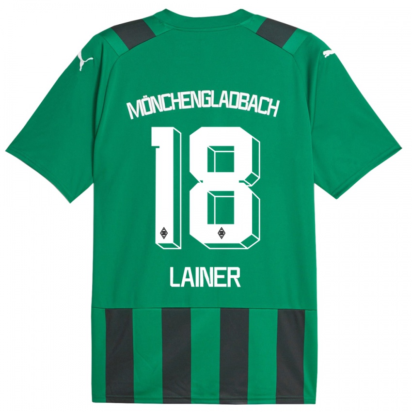 Mujer Camiseta Stefan Lainer #18 Verde Negro 2ª Equipación 2023/24 La Camisa Chile