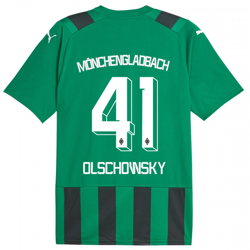 Mujer Camiseta Jan Olschowsky #41 Verde Negro 2ª Equipación 2023/24 La Camisa Chile